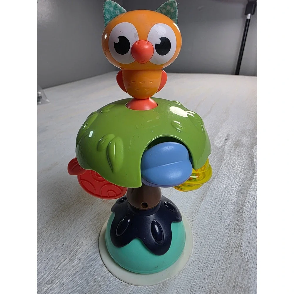 Kids Multi-Sensory Activity Tree Suction Cup High Chair Toy Owl Rattle Spinner